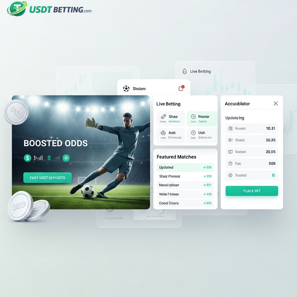 A crypto sports betting interface displaying live soccer odds, boosted offers, and various cryptocurrency deposit options for betting markets.